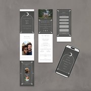 black celestial wedding website showing a mobile layout design
