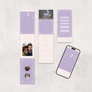 Mobile version of Lilac celestial Aurora wedding website designed by The little Paper Shop