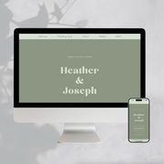 dionne green wedding website design in both desktop and mobile view, designed by The Little paper Shop