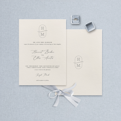 printed monogram wedding invitation designed by The Little Paper Shop