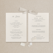 Classic wedding stationery information card designed by The Little Paper Shop