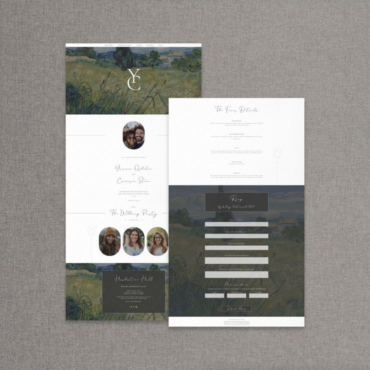 Countryside wedding website design by The little paper shop