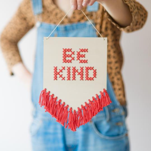 Cotton Clara - 'Be Kind' Tasseled Embroidery Kit