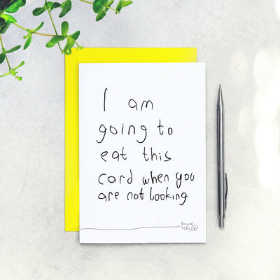 Paper Plane - 'I Am Going to Eat This Card' - Birthday Greeting Card
